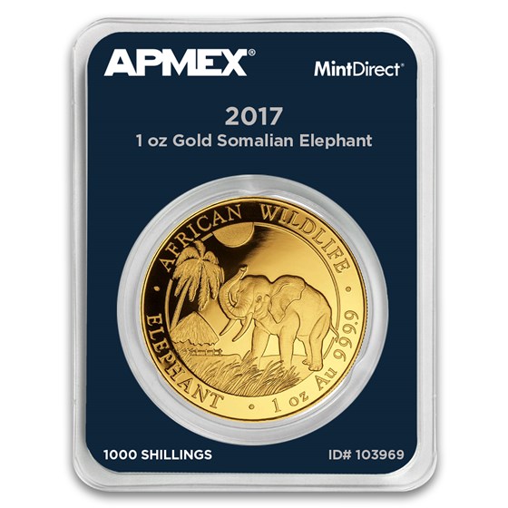 2017 Somalia 1 oz Gold African Elephant (MintDirect® Single) 2017 Somalia 1 oz Gold African Elephant (MintDirect® Single)